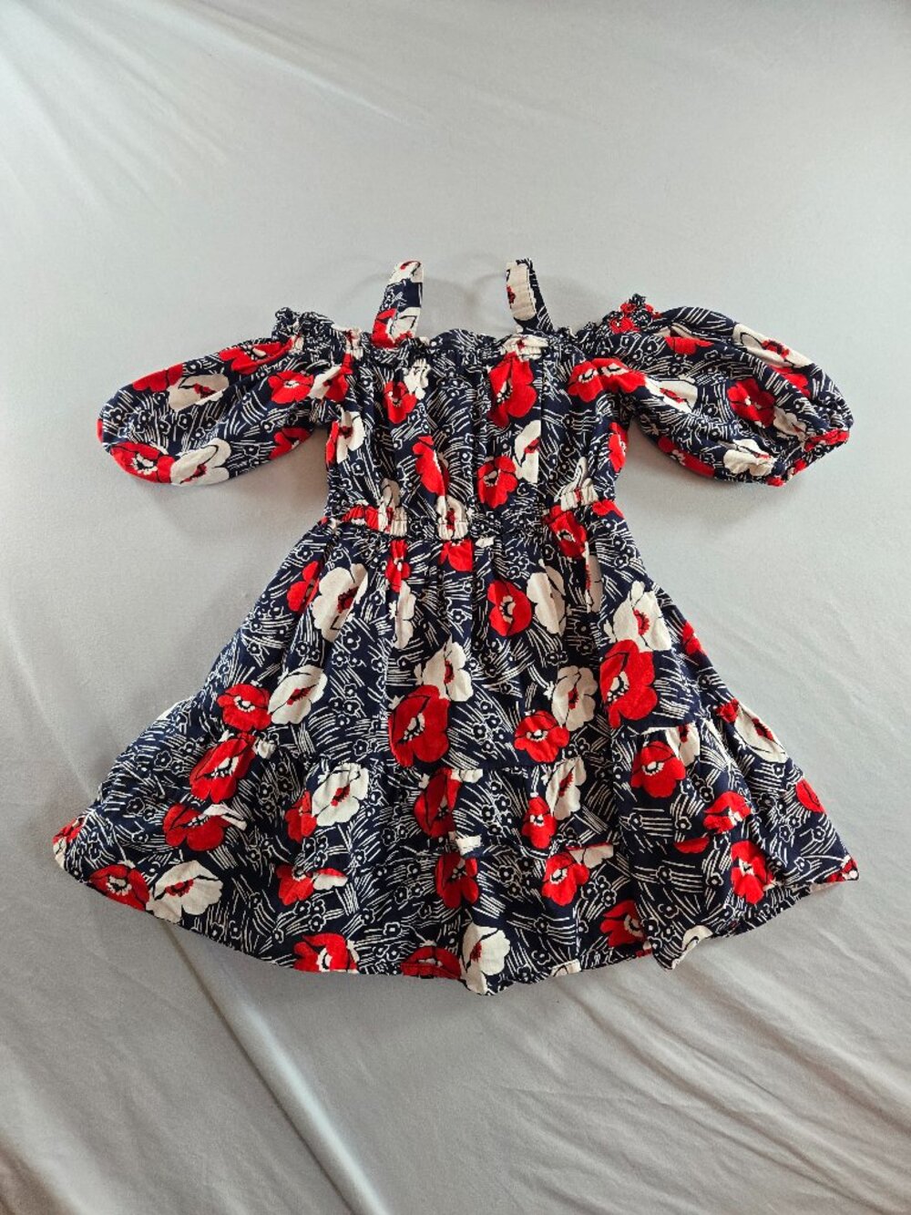 Janie and Jack Girls Size 6 Red, White and Blue Floral Dress